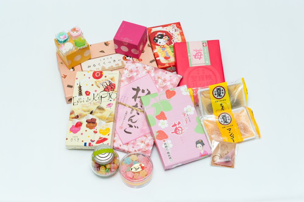 Variety of "omiyage" gifts from Kyoto city.