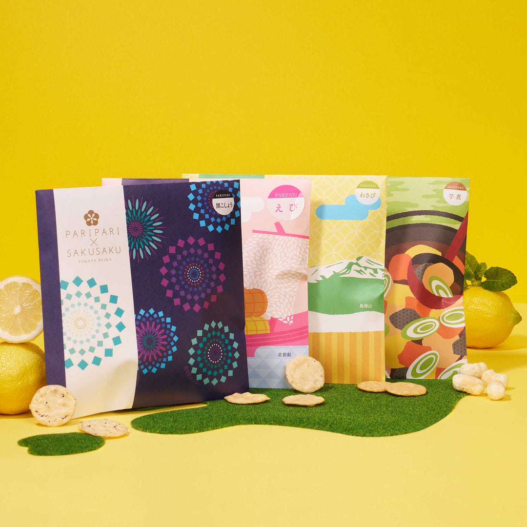PARIPARI × SAKUSAKU Usuyaki Senbei Gift Box (4 Bags, 4 Flavors)