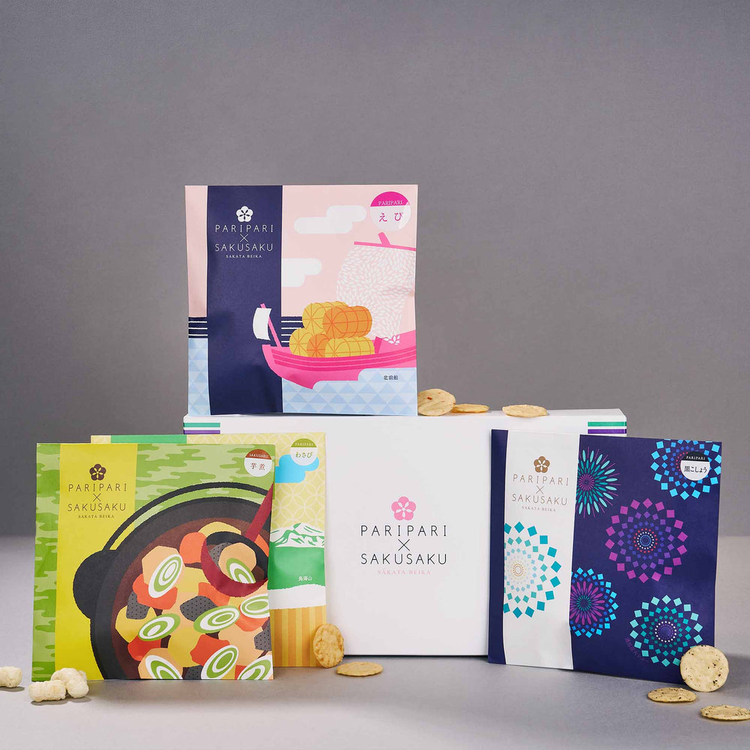 PARIPARI × SAKUSAKU Usuyaki Senbei Gift Box (4 Bags, 4 Flavors)