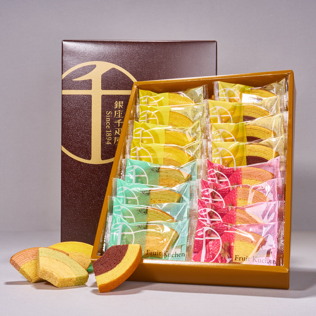 Senbikiya Fruits Baumkuchen Gift Set (16 Pieces, 4 Flavors)